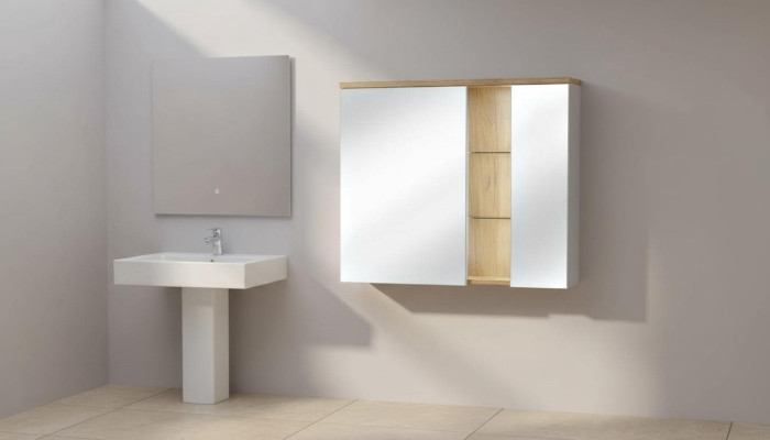 Spiegelschrank Wandschrank Badezimmerschrank mit Spiegel 80 cm LED