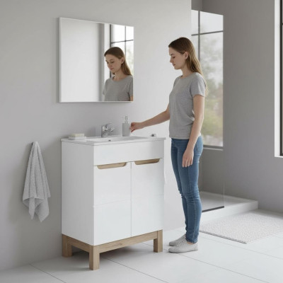 Waschbecken Waschtisch Unterschrank Becken Badezimmer Waschtische 60cm Keramik