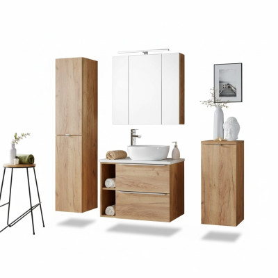 Design Badezimmer Möbel Bad 5 tlg. Set Garnitur Schrank Deko Waschbecken