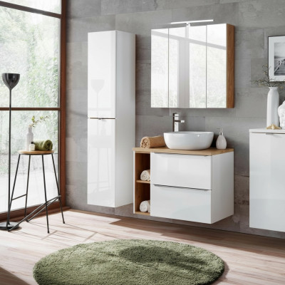 Design Badezimmer Möbel Bad 5 tlg. Set Garnitur Deko Schrank Waschbecken