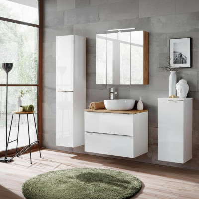 Design Badezimmer Möbel Bad 4 tlg. Set Garnitur Deko Schrank Waschbecken