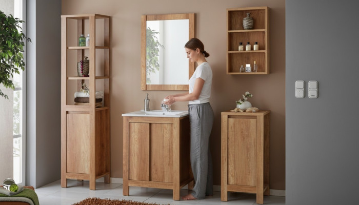 Design Badezimmer Möbel Bad Set Garnitur Becken Schrank Waschbecken
