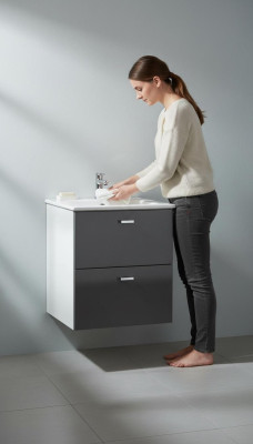 Badmöbel Set 40cm Waschbecken mit Unterschrank Waschtisch Schublade Hängeschrank