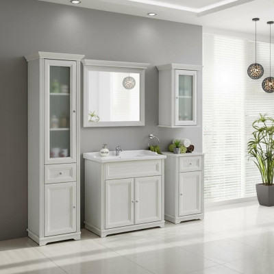 Design Badezimmer Möbel Bad 5 tlg. Deko Set Garnitur Schrank Waschbecken