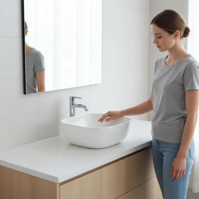 Keramik Waschtisch Modern Waschbecken Dekorative Aufsatzwaschtisch Weiß