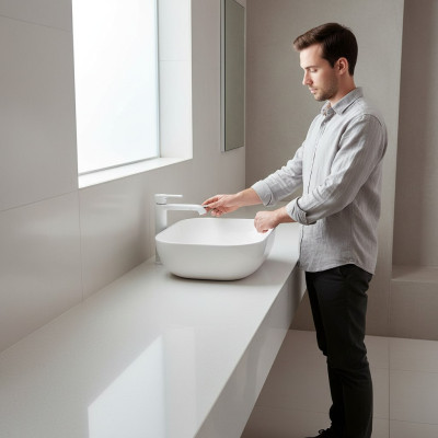 Keramik Modern Waschtisch Waschbecken Dekorative Aufsatzwaschtisch Weiß
