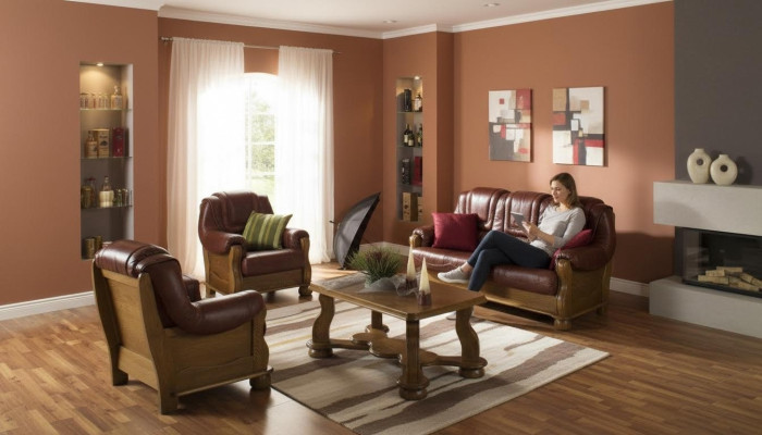 Klassische Garnitur 3+2+2 Sitzer Polster Sofagarnitur Couch Sofa 100% Leder Sofa