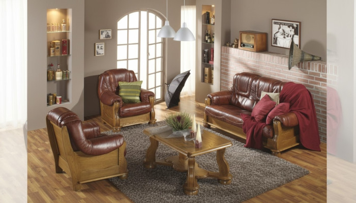 Klassische Garnitur 3+2+2 Sitzer Polster Sofagarnitur Couch Sofa 100% Leder Sofa