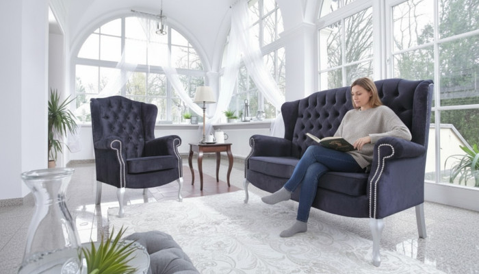 Klassische Chesterfield Dreisitzer 3er Sitzer Sofa Couch Polster Samt Couchen