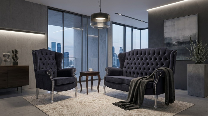 Klassische Chesterfield Dreisitzer 3er Sitzer Sofa Couch Polster Samt Couchen