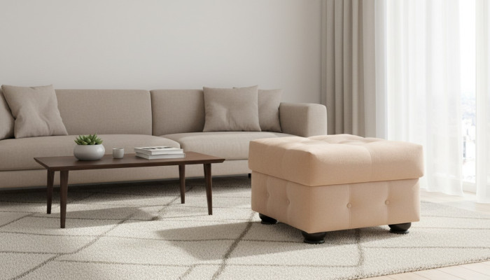 XXL Fußhocker Club Lounge Hocker Textil Ottoman Design Pufa Ottomane Neu