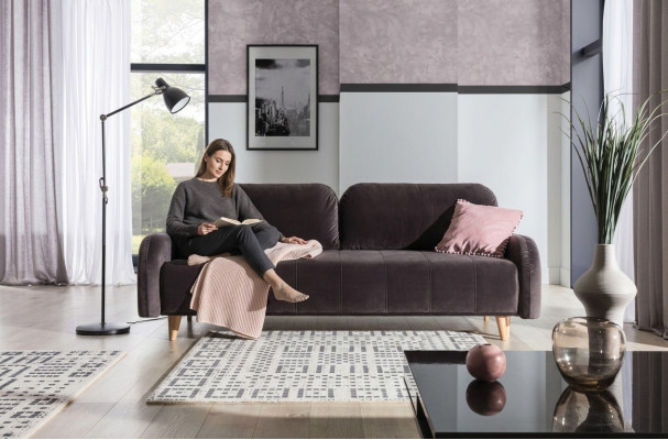 Das luxuriöse große Schlafsofa ist aus hochwertigem Material gefertigt