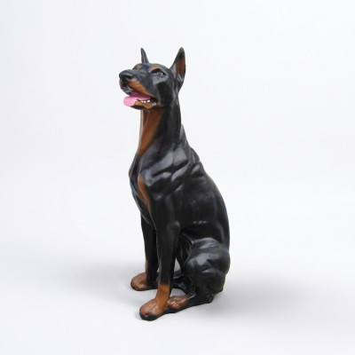 doberman Figur Statue Skulptur Kampf Hund Garten Deko Einbrecher abschrecken