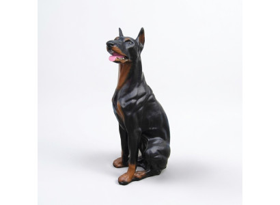 doberman Figur Statue Skulptur Kampf Hund Garten Deko Einbrecher abschrecken