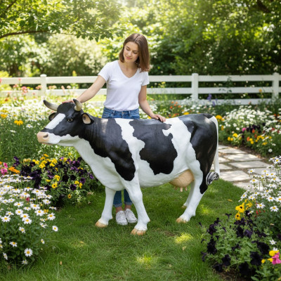 Aufsteller Rind Dekoration Bauernhof Deko Garten Kühe Skulptur Kuh 240cm Neu