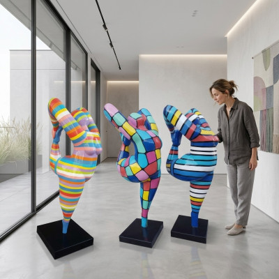 Abstrakte Designer Figur XXL Statuen Garten Wohnzimmer Kunst Skulptur Farbige