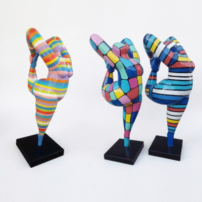 Abstrakte Designer Figur XXL Statuen Garten Wohnzimmer Kunst Skulptur Farbige