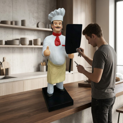 Koch Figur Statue Skulptur Menütafel Werbeaufsteller Speisekarte Werbefigur Neu