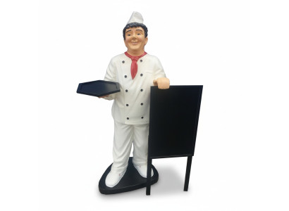 Speisekarte Koch Figur Statue Skulptur Werbefigur Menü  Werbeaufsteller Tafel