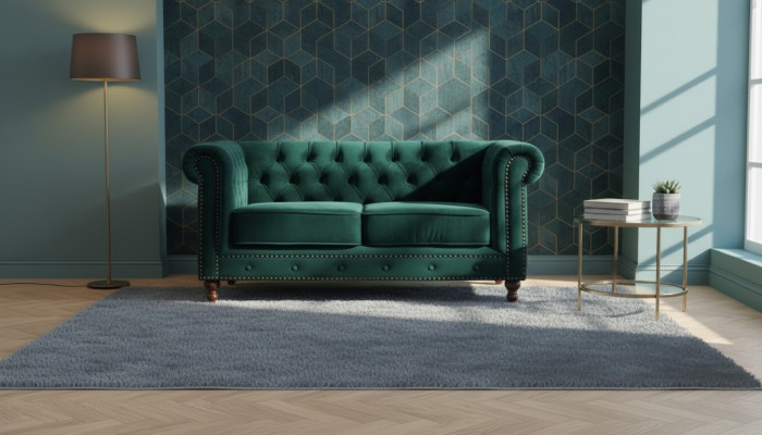 jvmoebel ® - Textil Sofa Couch - Grüne Polster Zweisitzer Couch Garnitur Zweier