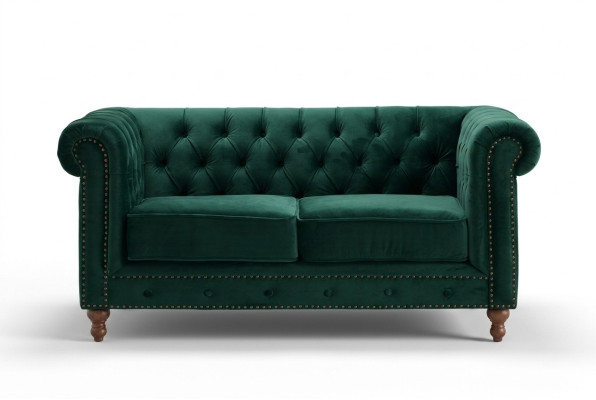 jvmoebel ® - Textil Sofa Couch - Grüne Polster Zweisitzer Couch Garnitur Zweier
