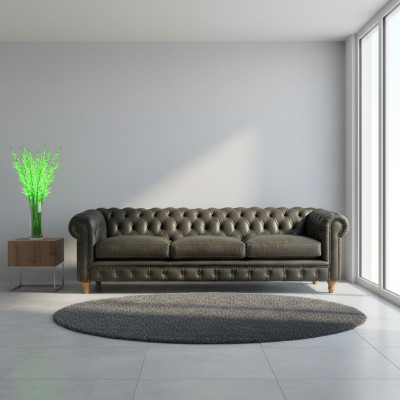 Design Leder Sofa Couch - Chesterfield Polster Dreisitzer 240cm Neu