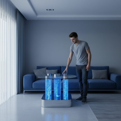 Water Design Tisch Couchtisch Wasser Säulen Säule Sofa Tische LED