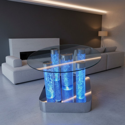 Water Design Tisch Couchtisch Wasser Säulen Säule Sofa Tische LED
