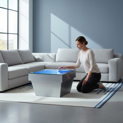 Design Tisch Couchtisch Wasser Säulen Säule Dekor Water Sofa Tische LED