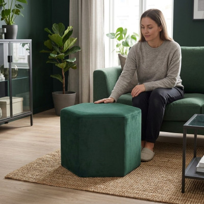 Sitzhocker Hocker Pouf Puff Sitzpouf Textil Stoff Fußhocker Ottomane Samt