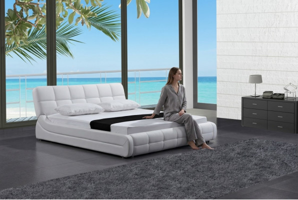 Modernes Bett Betten Polster Doppel Ehe Hotel Luxus Leder Designer