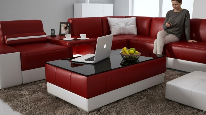 Sofatisch Design Wohnzimmer Leder Kaffee Glas Couch Polster Dekor Beistell
