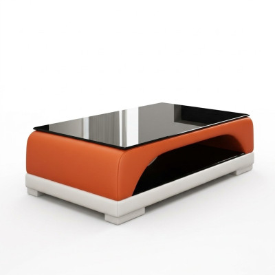 Ledertisch Couchtisch Glastisch Sofa Beistell Moderner Tisch Gepolsterte