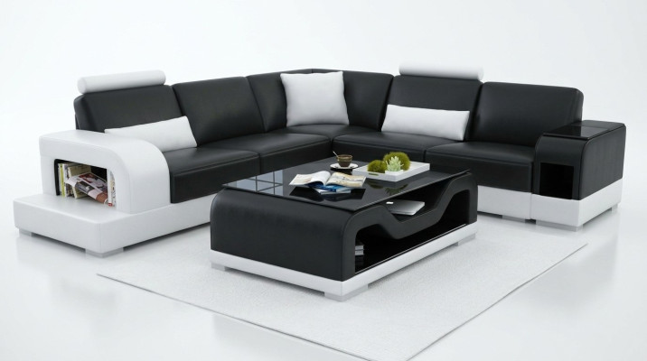 Schwarzer Couchtisch Glastisch Sofa Beistell Moderner Tisch Gepolsterte