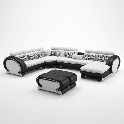 Ledersofa Ecksofa +2x Hocker Garnitur Polster U Form Couch Design