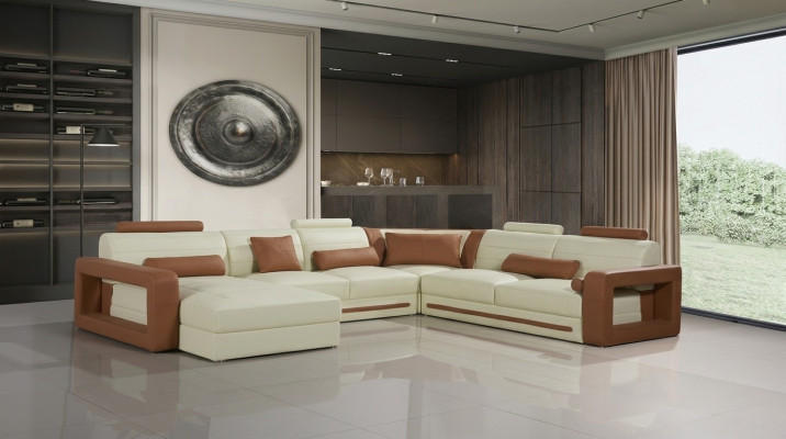 Designer Couch U Form Ecksofa Polster Couch Leder Garnituren Wohnlandschaft Neu
