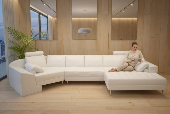 Designer Wohnzimmer Ecksofa Couch Polster Sitz Ecke Garnitzur Ledercouchen
