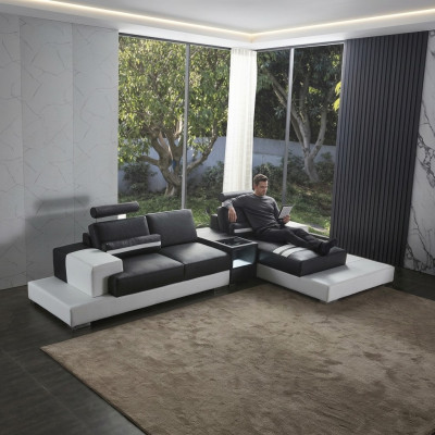 Wohnlandschaft Ecksofa Sofa Couch Polster Leder Eck Sofas Garnitur