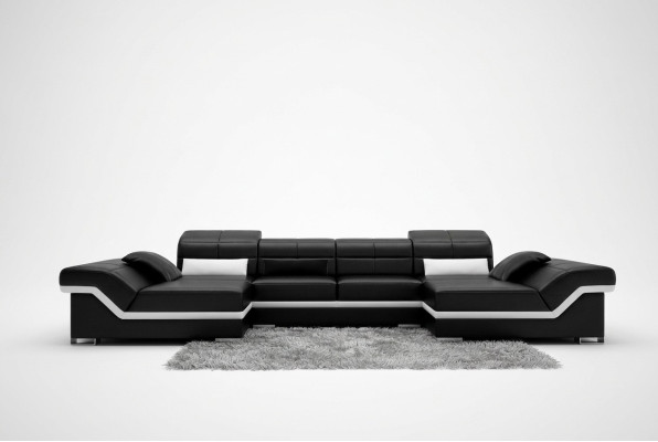 Ecksofa Sofa Couch Polster Wohnlandschaft Leder Ecke Garnitur U Form