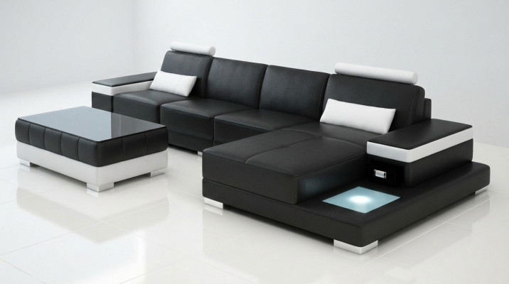 Couch Ecksofa Möbel Leder Wohnlandschaft Garnitur Design Modern Sofa
