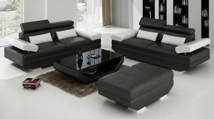 Luxus Möbel Sofagarnitur Couch Sofa Polster 3+3 Sitzer + Hocker Wohnzimmer
