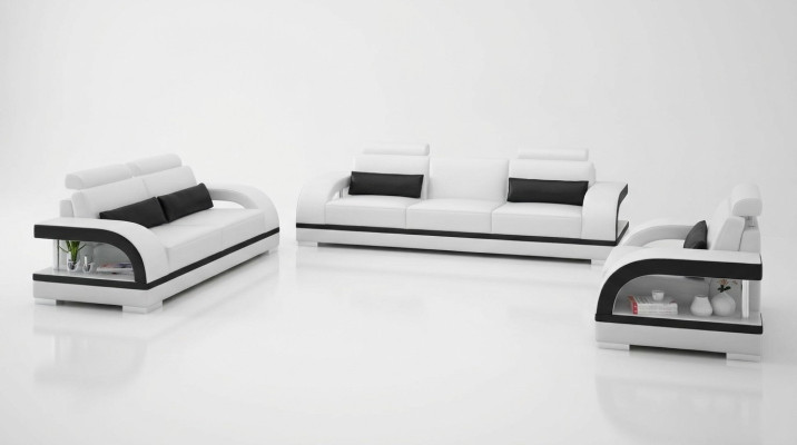 Ledersofa Couch Sofagarnitur 3+1+1 Sitzer Garnituren Design Modern Sofa
