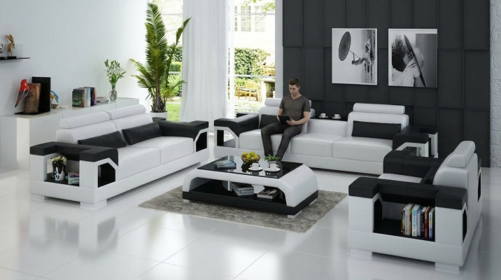 Ledersofa Couch Sofagarnituren 3+1+1 Sitzer Garnitur Design Modern Sofa