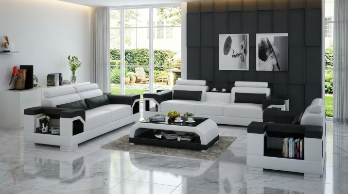 Ledersofa Couch Sofagarnituren 3+1+1 Sitzer Garnitur Design Modern Sofa
