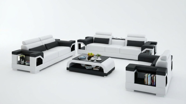 Ledersofa Couch Sofagarnituren 3+1+1 Sitzer Garnitur Design Modern Sofa