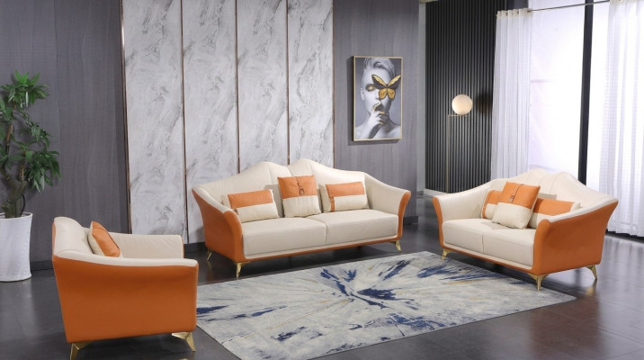 Sofa Polster Leder Couch Sitz Komplett Set Moderne Garnitur 3+2+1 Sitzer