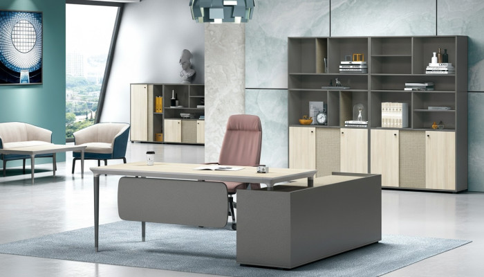 Luxuriöses 2-teiliges Büromöbelset Ecktisch + Aktenschrank für die Aufbewahrung von Dokumenten