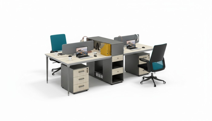 Büro Möbel Einrichtung Tische Tisch 4 Arbeitsplätze Schreibtisch Callcenter