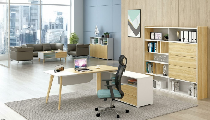 Tisch & Aktenschrank Büroeinrichtung 2tlg. Chef Regal Set Schreibtisch