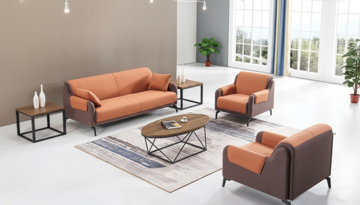Sofa Couch Polster Stoff Couchen Polster Garnitur 3+1+1 Sitzer Büroeinrichtung